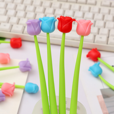 Funny Live Flower Pen, Creative Gel Ink Silicone Flower Pen Bulk, Pen Penulis 0,5 mm Untuk Kantor Sekolah Rumah, Guru Mahasiswa Wanita, Perlengkapan Dekorasi Pesta, 6 Pcs/Set (Bellflowers And Animals)