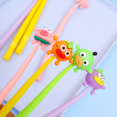 Cute Novelty Gel Ink Pen Karikatur Hewan 0.5 Mm Black Ink Pen Bulk Untuk Anak-anak Perlengkapan Kantor Sekolah Hadiah Natal