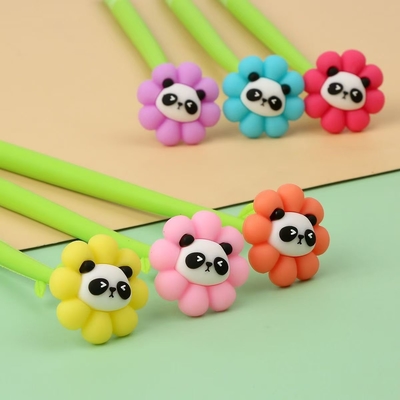 Harga yang bagus Panda Flower Pen Rose Shaped Ballpoint Pen Creative Liquid Black 0.5mm Gel Ink Rollerball Pen Untuk Anak Perempuan Wanita, Perlengkapan Dekorasi Kantor Sekolah on line