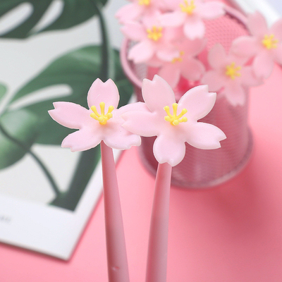 Harga yang bagus 12 pcs Cute Pink Flower Gel Ink Pen Pen Penulis Pen 0.5 mm Black Ink Fun Kawaii Pen Bulk Untuk Anak-anak Perlengkapan Kantor Sekolah on line