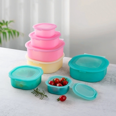 Harga yang bagus 3-Pak Wadah Penyimpanan Makanan Silikon Persegi – Food-Grade, Bebas BPA, Dapat Dimasukkan ke Microwave dan Mesin Cuci Piring, Tutup Anti Bocor, Desain yang Dapat Ditumpuk Hemat Ruang Ideal untuk Persiapan Makanan Sehat, Kotak Makan Siang Anak-Anak on line