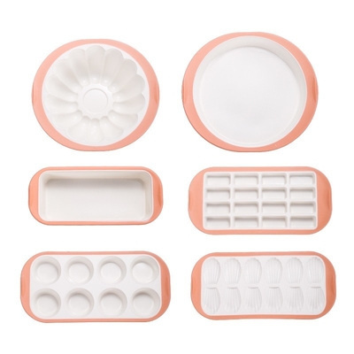 Harga yang bagus Set Loyang Silikon - 6PCS Set Peralatan Panggang Anti Lengket yang Dapat Ditumpuk Dengan Pegangan & Rangka yang Diperkuat Logam: Loyang Kue Bundar, Loyang Persegi, Loyang Roti, & Cetakan Muffin on line