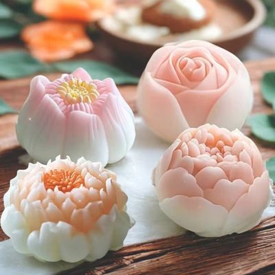 Cetakan Silikon Peony 2-Pak untuk Lilin Sabun Resin Natal Putih