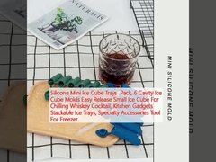 Silikon Mini Ice Cube Trays Pack, 6 Cavity Ice Cube Molds Easy Release Ice Cube Kecil Untuk Mendinginkan Whisky Cocktail, Gadget Dapur Tray Es yang dapat ditumpuk, Aksesoris Khusus Alat Untuk Freezer